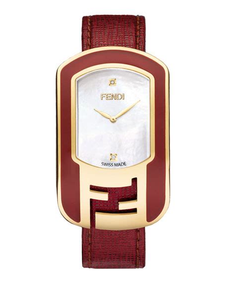 Fendi Chameleon Yellow Goldtone Watch, Red 